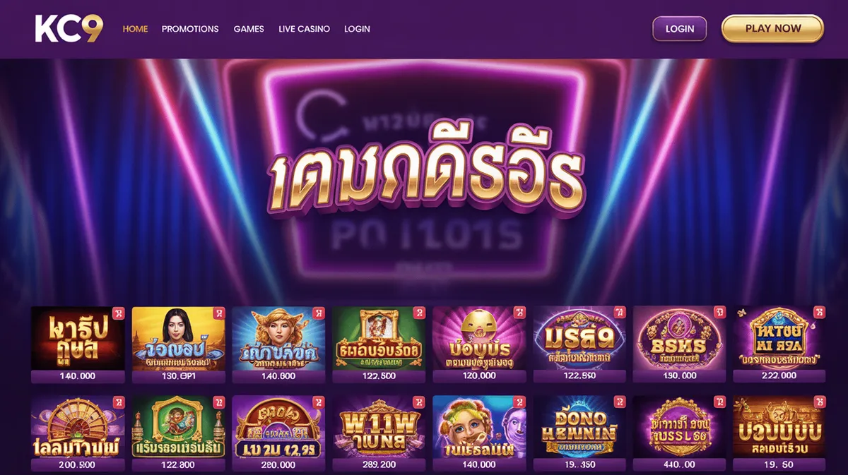 KC9 คาสิโนออนไลน์หน้าหลักแสดงเกมสล็อตและโปรโมชั่นเครดิตฟรี
